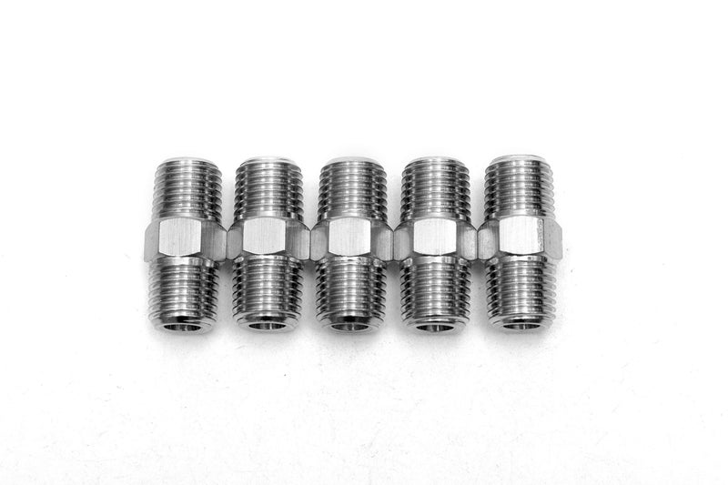 LTWFITTING Class 3000 Stainless Steel 316 Pipe Hex Nipple Fitting 1/4" Male NPT Air Fuel Water (Pack of 5) - Image 1